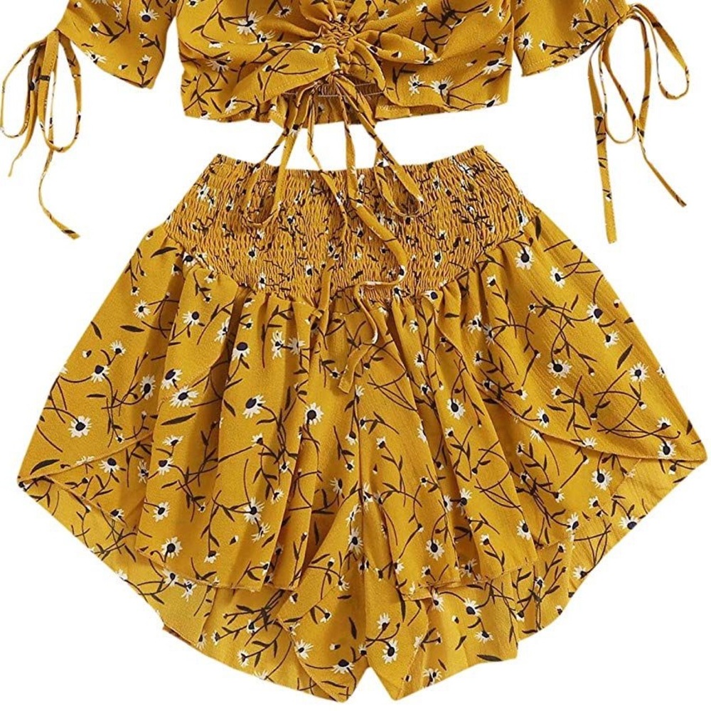Yellow Floral Shorts